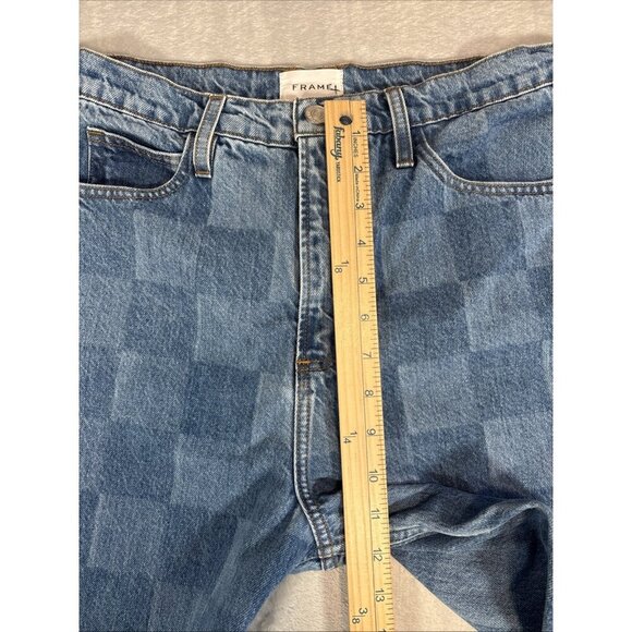 FRAME High Rise Wide Leg Jeans "Lave'Et Tisse' Avec" Checkered Pattern Size 29 - Picture 6 of 11